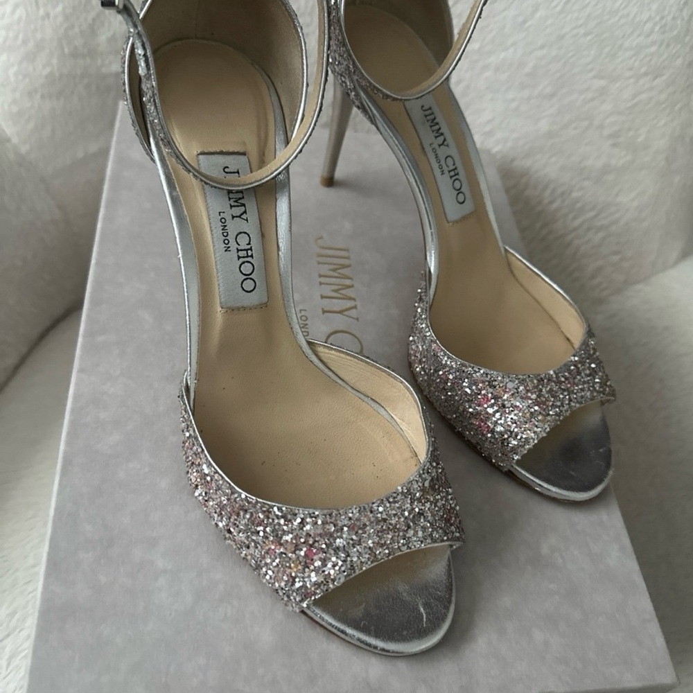 Jimmy Choo Sparkling Silver Heels